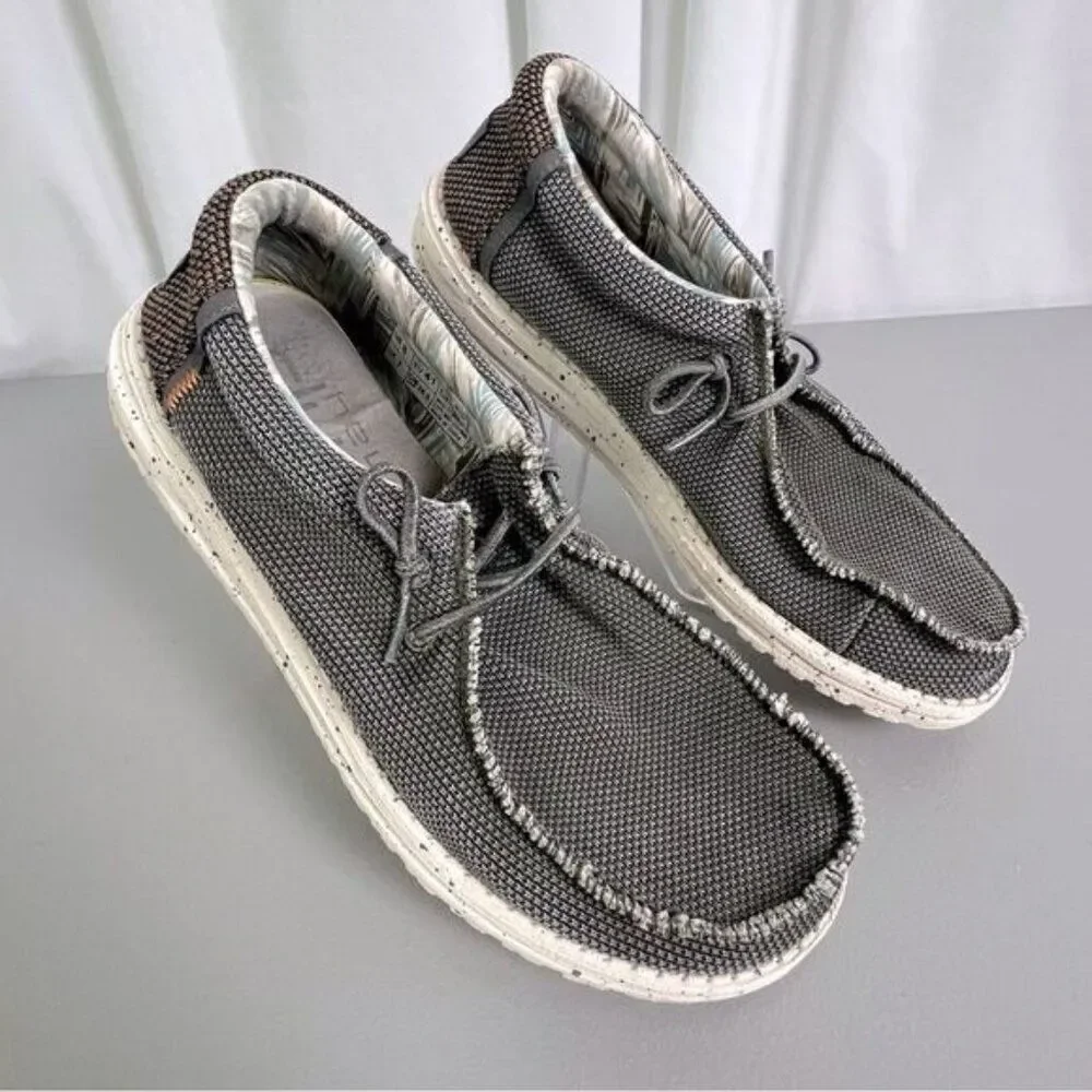 HEY DUDE MENS SKIP ON LOAFERS GRAY BLEND SIZE 8